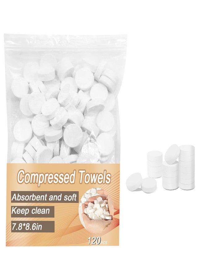 Lagincig 120 Compressed Towel Tablets Disposable Portable Face Towels Coin Tissue for Travel Camping Hiking Sports Beauty Salon Business Trip Home Hand Wipes Outdoor Activities - Image 1